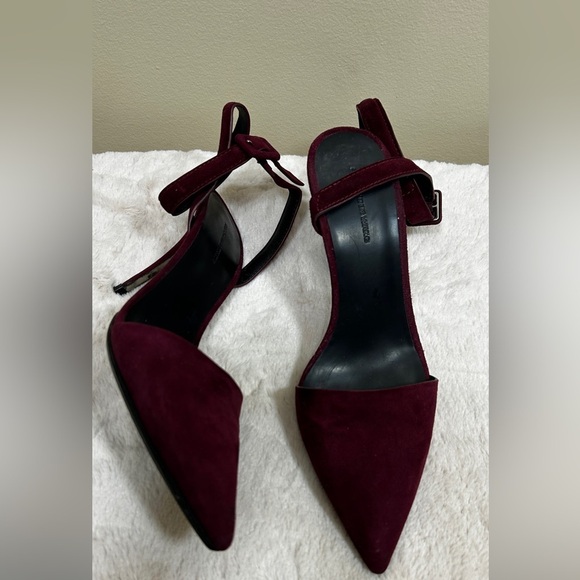 🌟 Alexander Wang Lovisa Suede D’Orsay Pumps Heels In Deep Red/Burg Sz 38.5/ US 8 - Picture 11 of 11